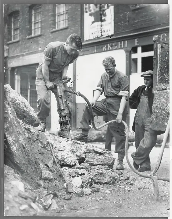 Framed Print : Troops Breaking Concrete with Pneumatic Drill Framed Print : Troops Breaking Concrete with Pneumatic Drill