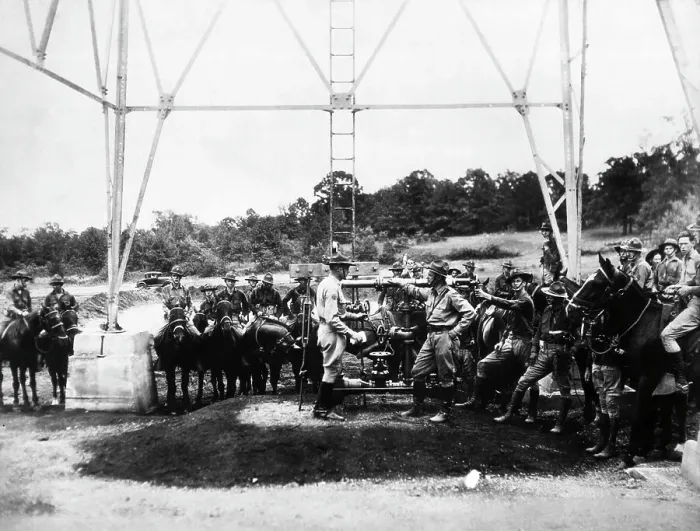 Framed Print : Troops Closing Down Oil Well Framed Print : Troops Closing Down Oil Well