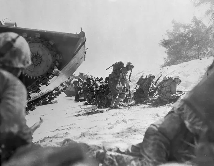 Framed Print : Troops Coming Ashore on Saipan