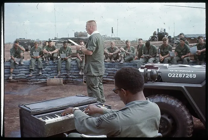 Framed Print : Troops Conduct Christmas Ceremony