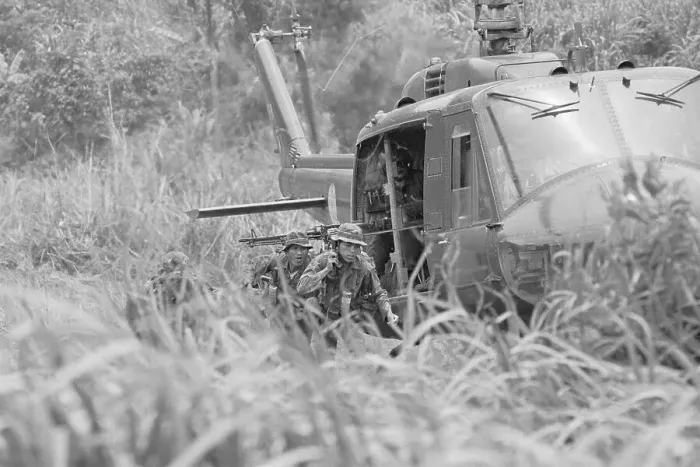 Framed Print : Troops Disembarking from Helicopter Framed Print : Troops Disembarking from Helicopter
