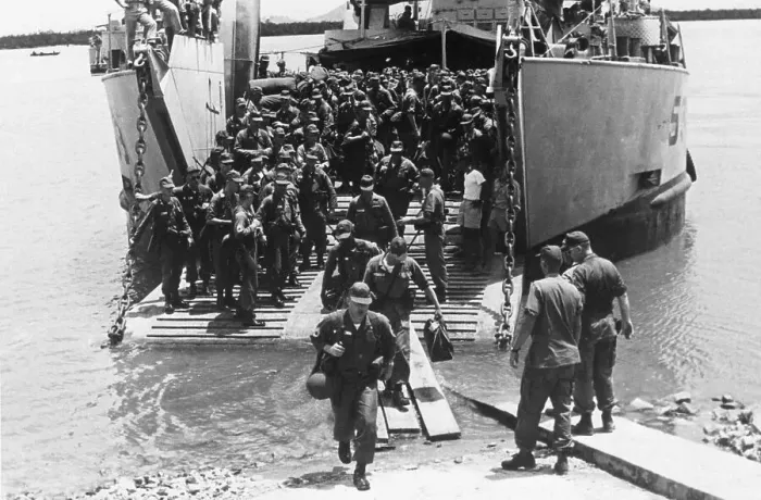 Framed Print : Troops Disembarking Landing Craft Framed Print : Troops Disembarking Landing Craft