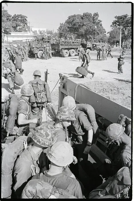 Framed Print : Troops and Gear Being Loaded Framed Print : Troops and Gear Being Loaded