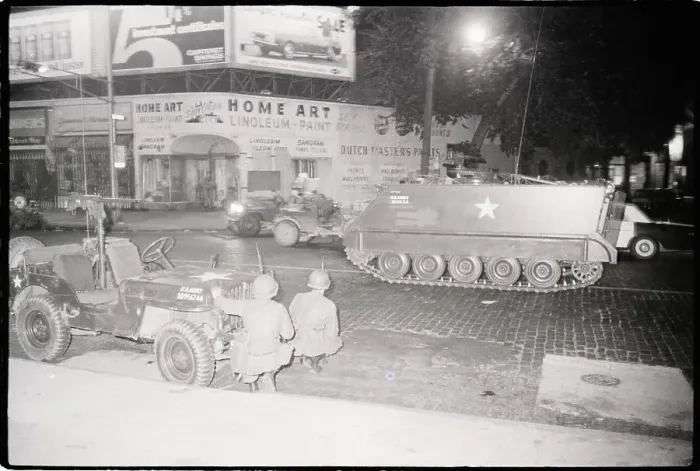 Framed Print : Troops Behind Jeep and Armored Vehicle Framed Print : Troops Behind Jeep and Armored Vehicle