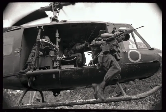 Framed Print : US Troops Jumping off Helicopter and into Battle Framed Print : US Troops Jumping off Helicopter and into Battle