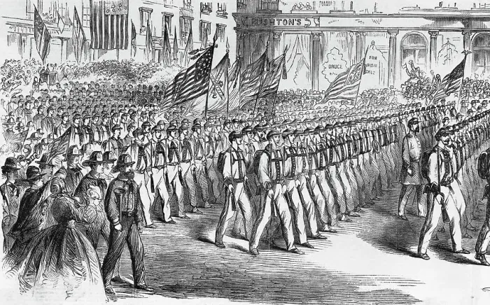 Framed Print : Troops Leaving New York;Civil War;Illust Framed Print : Troops Leaving New York;Civil War;Illust