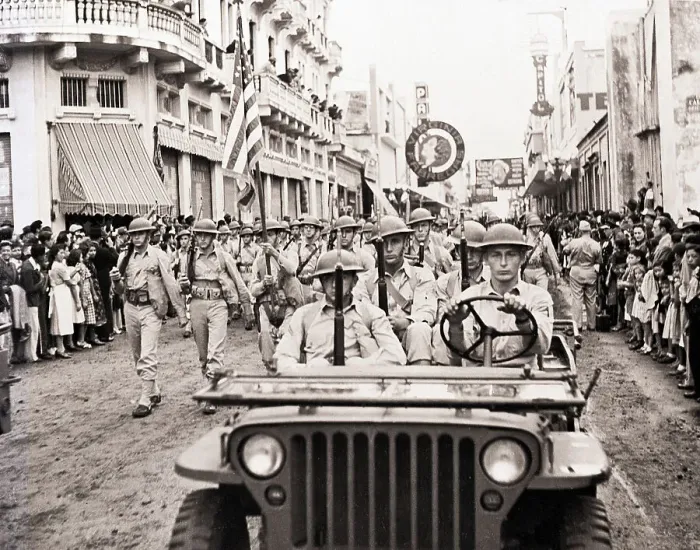 Framed Print : US Troops March in Guatemala's Independence Parade 1942 Framed Print : US Troops March in Guatemala's Independence Parade 1942