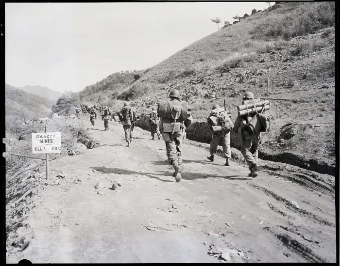 Framed Print : Troops Marching Up Road Framed Print : Troops Marching Up Road
