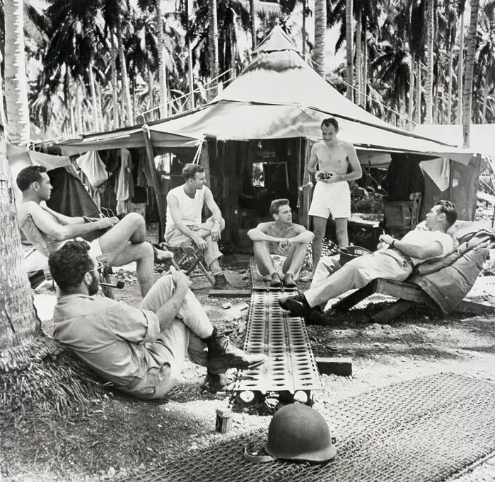Framed Print : Troops Outside Of Their Tent Framed Print : Troops Outside Of Their Tent