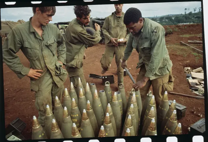 Framed Print : Troops Readying Artillery Shells at Camp Framed Print : Troops Readying Artillery Shells at Camp