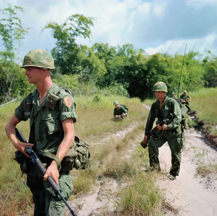 Framed Print : Troops Searching Jungle Framed Print : Troops Searching Jungle