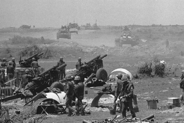 Framed Print : Troops and Tanks in Action at Vietnam Framed Print : Troops and Tanks in Action at Vietnam