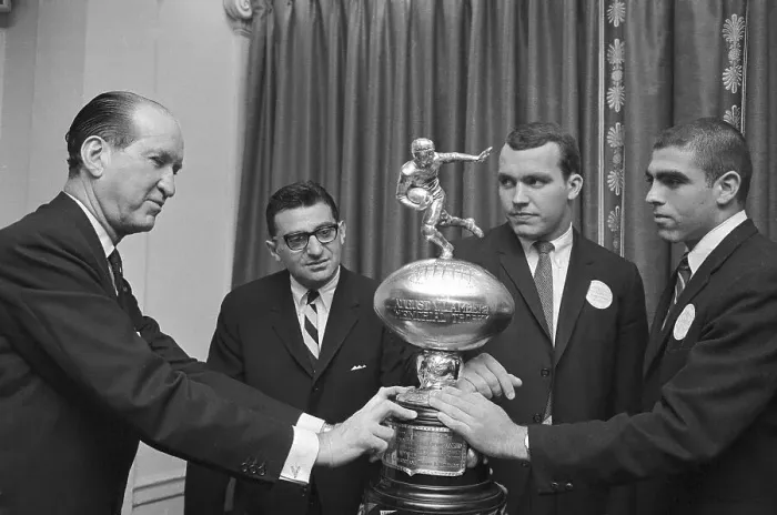 Framed Print : Trophy Being Given to Joe Paterno