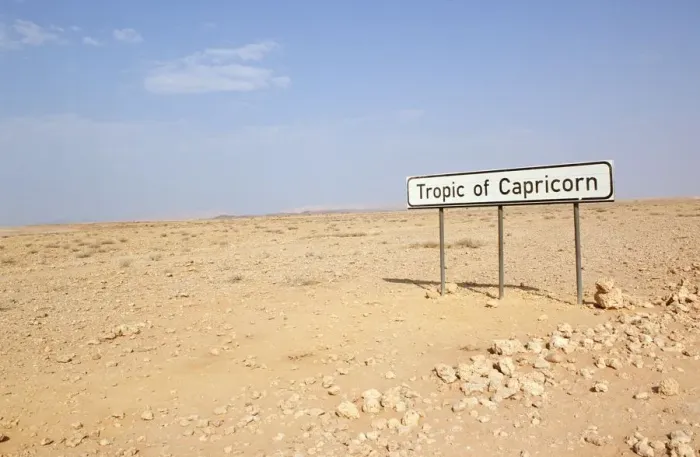 Framed Print : Tropic Of Capricorn Sign in Desert Framed Print : Tropic Of Capricorn Sign in Desert