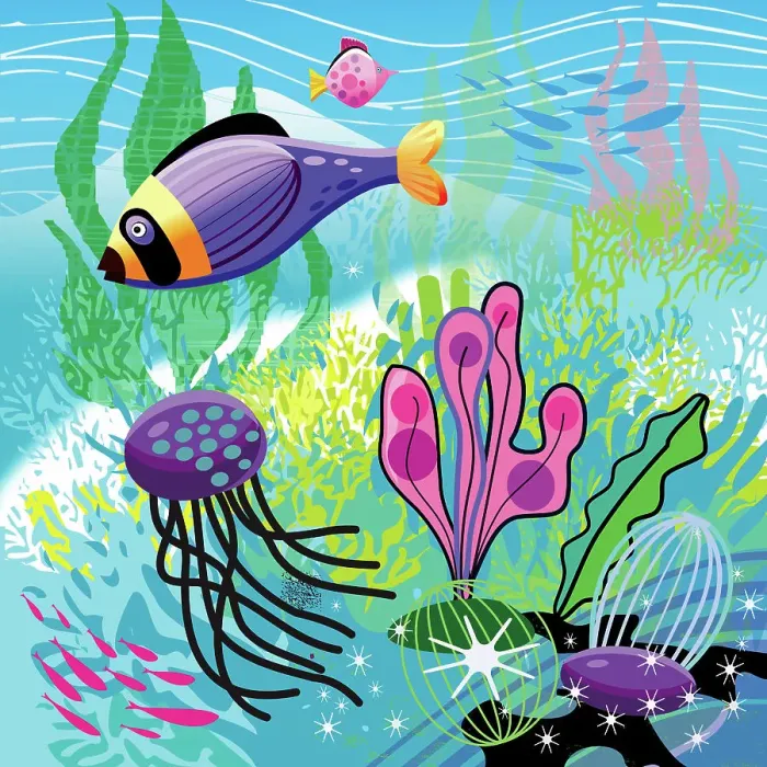 Framed Print : Tropical Fish Illustration Framed Print : Tropical Fish Illustration