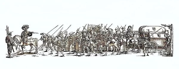 The Tross was the retinue contingent of the Landsknecht mercenary regiments that emerged at the end of the fifteenth century, Germany, Historical, digitally restored reproduction from a nineteenth century original