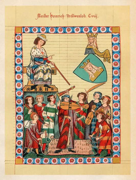 Framed Print : Troubadour and minstrel Heinrich Frauenlob 14th century medieval portrait