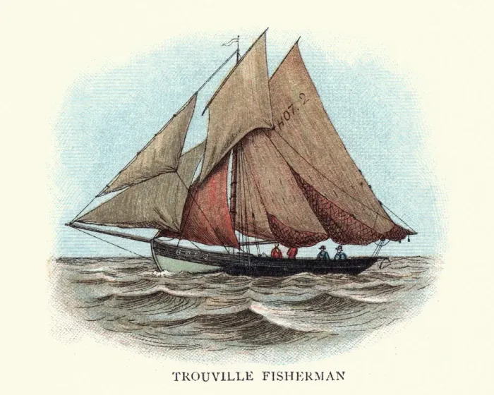 Framed Print : Trouville fishing boat, 19th Century Normandy France Framed Print : Trouville fishing boat, 19th Century Normandy France