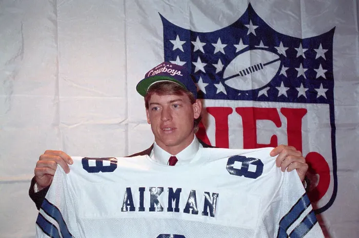 Framed Print : Troy Aikman Holding Jersey Framed Print : Troy Aikman Holding Jersey