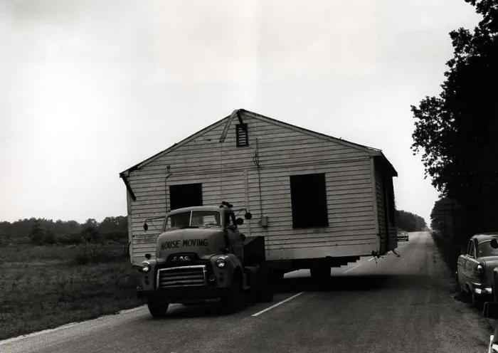 Framed Print : Truck Moving House down Road Framed Print : Truck Moving House down Road