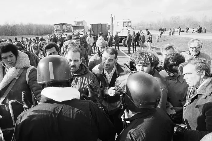 Framed Print : Truckers Confront Riot-Equipped Framed Print : Truckers Confront Riot-Equipped