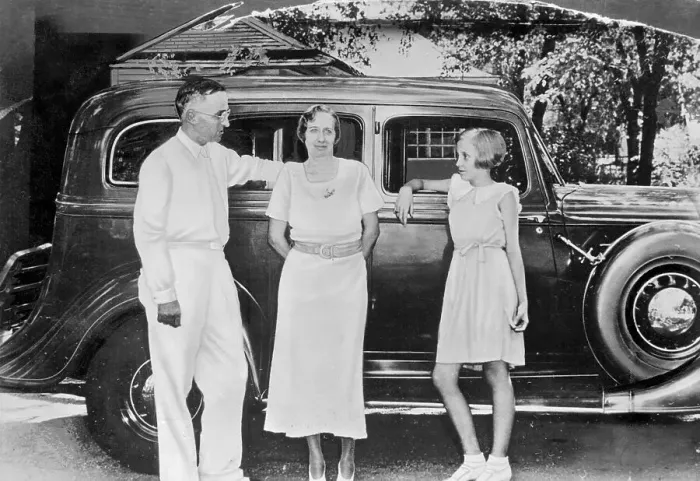 Framed Print : Truman Family Posing with Automobile Framed Print : Truman Family Posing with Automobile