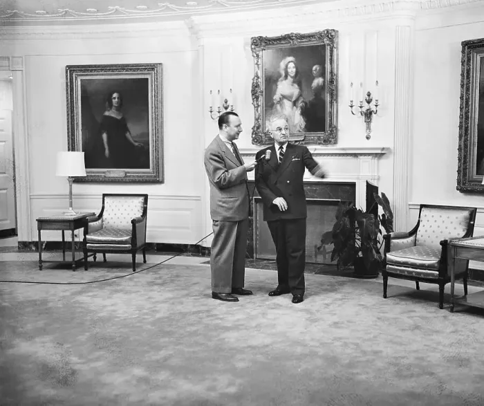  : Truman Gestures During Tv White House To