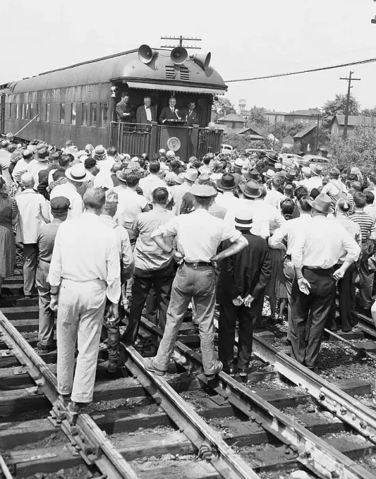 Framed Print : Truman Speaking from Train Framed Print : Truman Speaking from Train