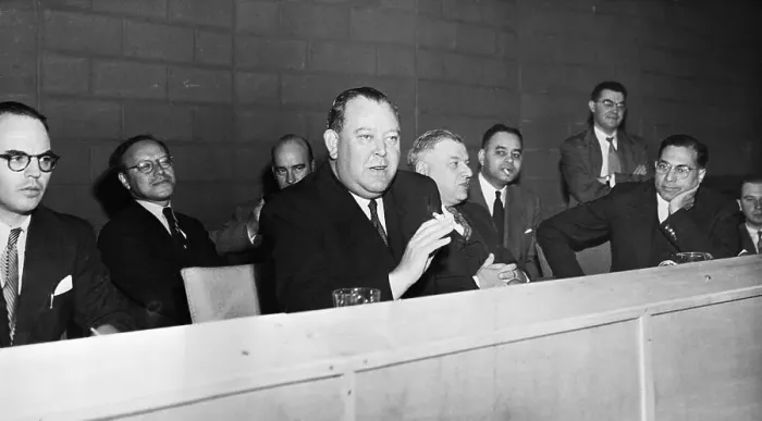 Framed Print : Trygve Lie Seated At Panel Speaking