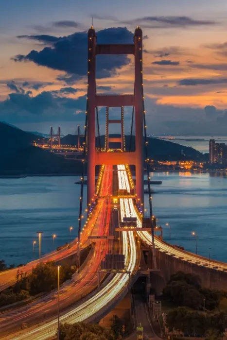 Framed Print : Front side of Tsing ma bridge with light trail Framed Print : Front side of Tsing ma bridge with light trail