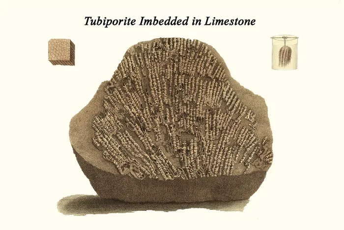 Framed Print : Tubiporite Imbedded in Limestone Framed Print : Tubiporite Imbedded in Limestone