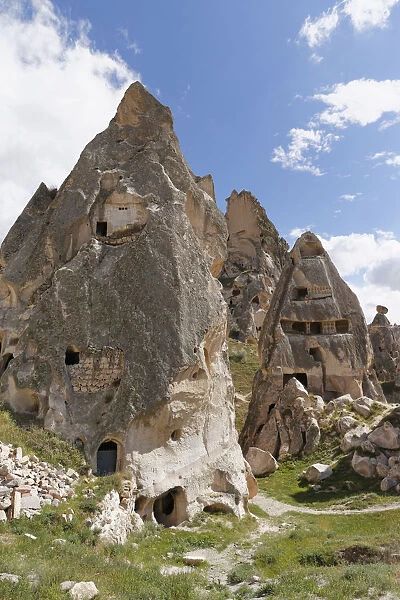 Tufa formations, Uchisar, Goreme National Park, Cappadocia, Central Anatolia Region, Anatolia, Turkey