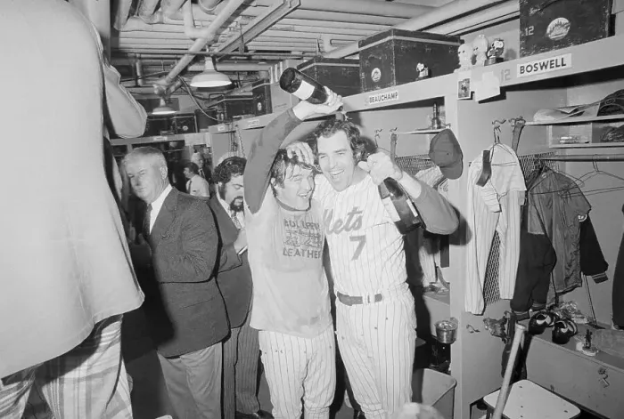 Framed Print : Tug McGraw and Ed Kranepool Celebrate