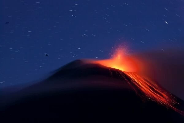 Tungurahua Volcano With Lava Flow, Banos
