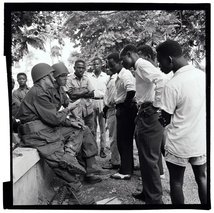 Framed Print : Tunisian Troops Chat With Men in the Congo Framed Print : Tunisian Troops Chat With Men in the Congo
