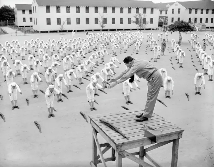 Framed Print : Tunney on Platform Doing Exercises Framed Print : Tunney on Platform Doing Exercises