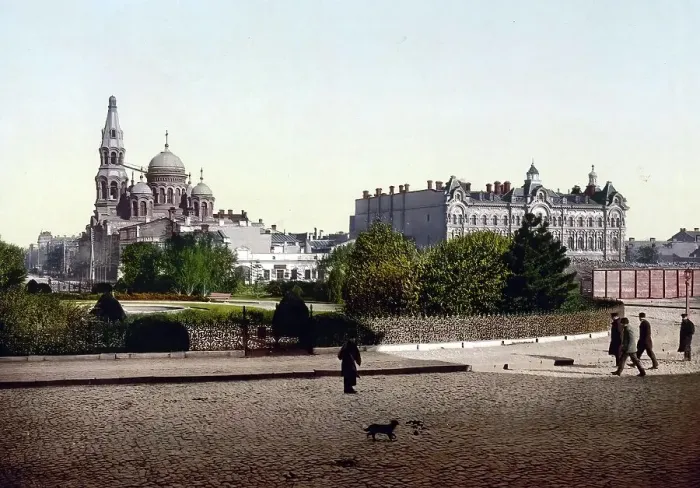 Framed Print : Turemnaya Square, Odessa, Russia, Ukraine, c. 1890, Historic, digitally enhanced reproduction of a photochrome print of the period Framed Print : Turemnaya Square, Odessa, Russia, Ukraine, c. 1890, Historic, digitally enhanced reproduction of a photochrome print of the period