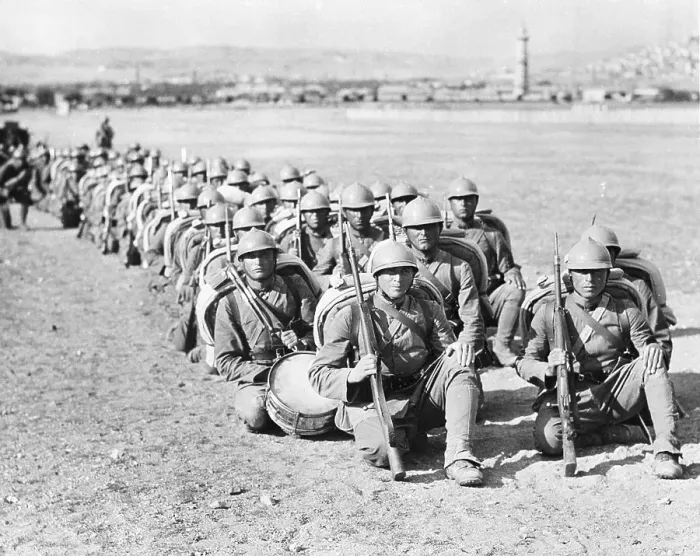 Framed Print : Turkish Infantrymen Resting on Knees Framed Print : Turkish Infantrymen Resting on Knees