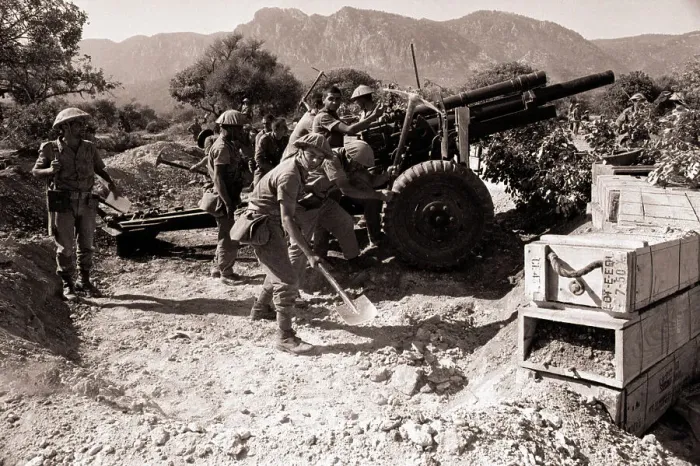Framed Print : Turkish Troops in Cyprus with Large Gun Framed Print : Turkish Troops in Cyprus with Large Gun