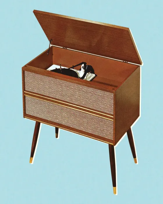 Framed Print : Turntable in a Cabinet Framed Print : Turntable in a Cabinet