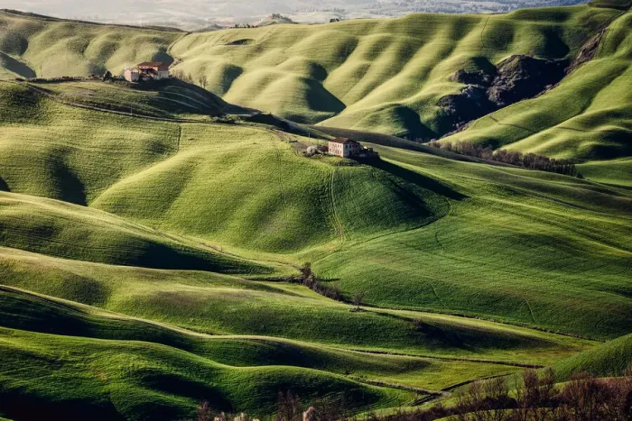 Framed Print : Tuscany, springtime landscape and green rolling hills Framed Print : Tuscany, springtime landscape and green rolling hills
