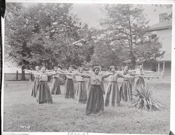 Framed Print : Tuskegee Institute Students in Out Door Gymnastics Class Framed Print : Tuskegee Institute Students in Out Door Gymnastics Class
