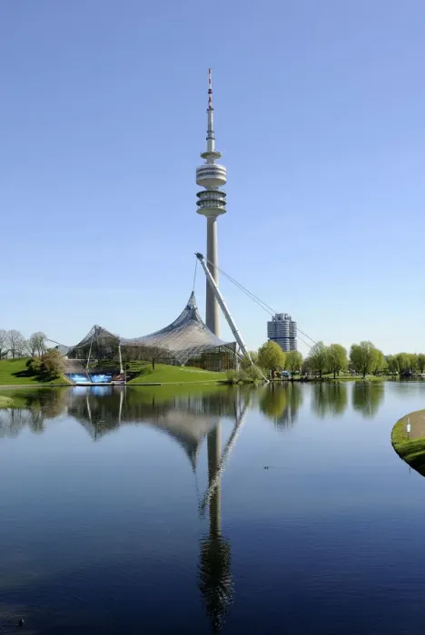 Framed Print : TV Tower, Olympiaturm Tower, Olympiapark, Munich, Bavaria, Germany, Europe, PublicGround