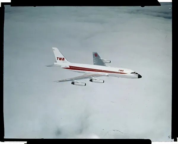 AMERICAN TRANSFERS PICTURES 転写紙 40s50s Fine Art Storehouse Print: TWA DC-8 Jet in Flight. Art Prints