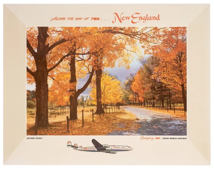 Framed Print : TWA New England Fall Poster Framed Print : TWA New England Fall Poster
