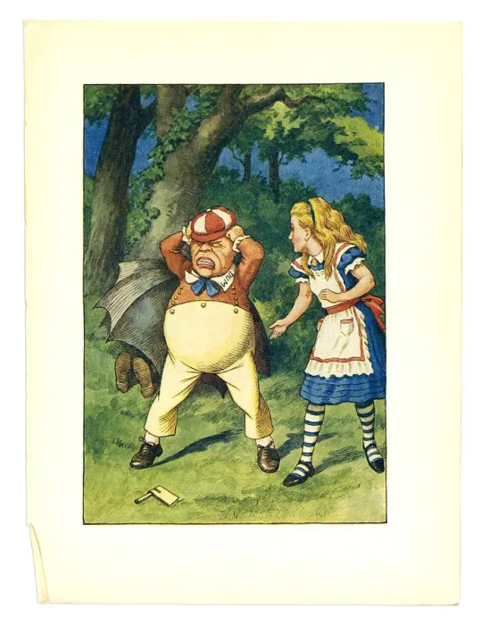 Framed Print : tweedledum and Alice illustration, (Alices Adventures in Wonderland) Framed Print : tweedledum and Alice illustration, (Alices Adventures in Wonderland)