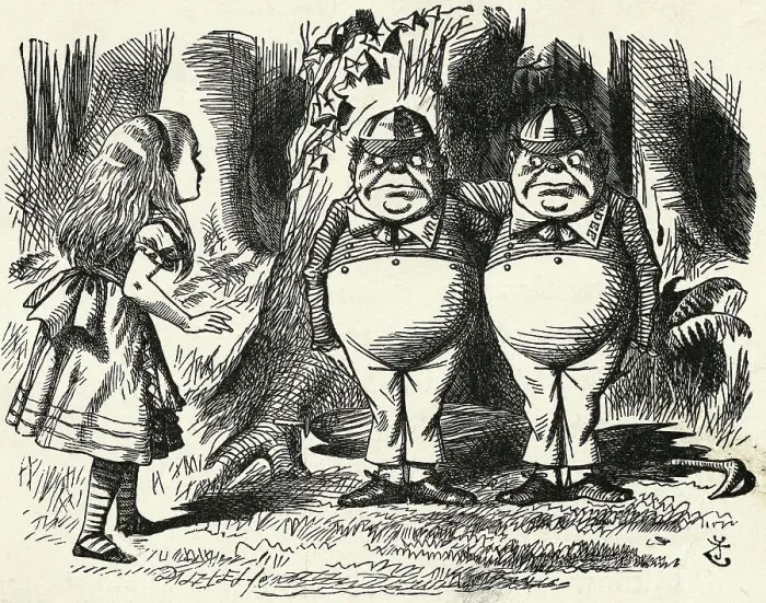 Framed Print : Tweedledum and Tweedledee by John Tenniel Framed Print : Tweedledum and Tweedledee by John Tenniel