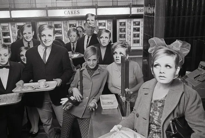 Framed Print : Twiggy and Look-Alikes at Cafeteria