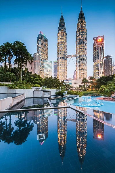 Twin towers reflection, Kuala Lumpur, Malaysia
