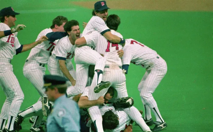 Framed Print : Twins Celebrating World Series Victory Framed Print : Twins Celebrating World Series Victory